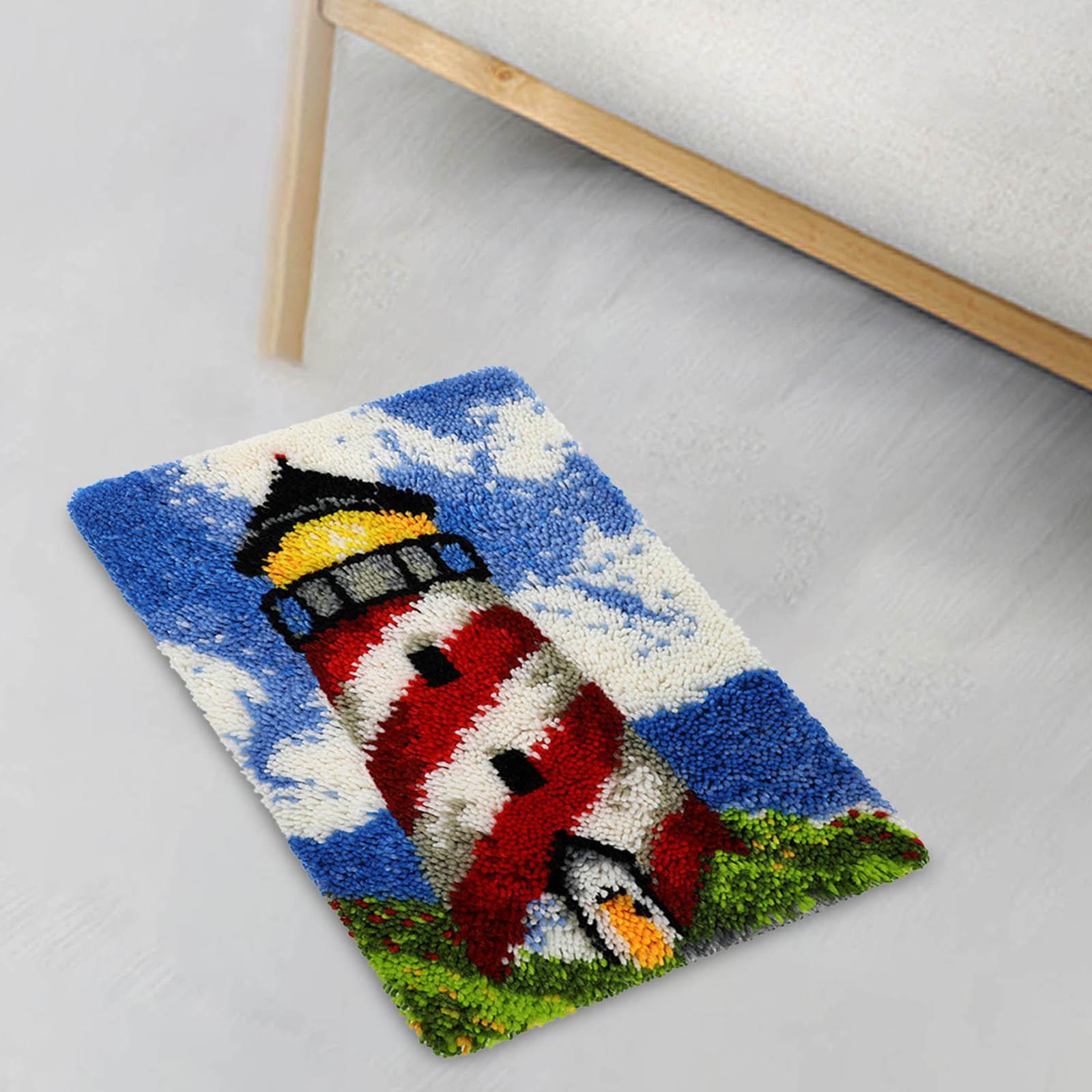 DIY Latch Hook Craft Kit Embroidery Carpet Set Cross Stitch Kit Color Pattern Needlework for Home Decoration Beginners Adults Kids Gift