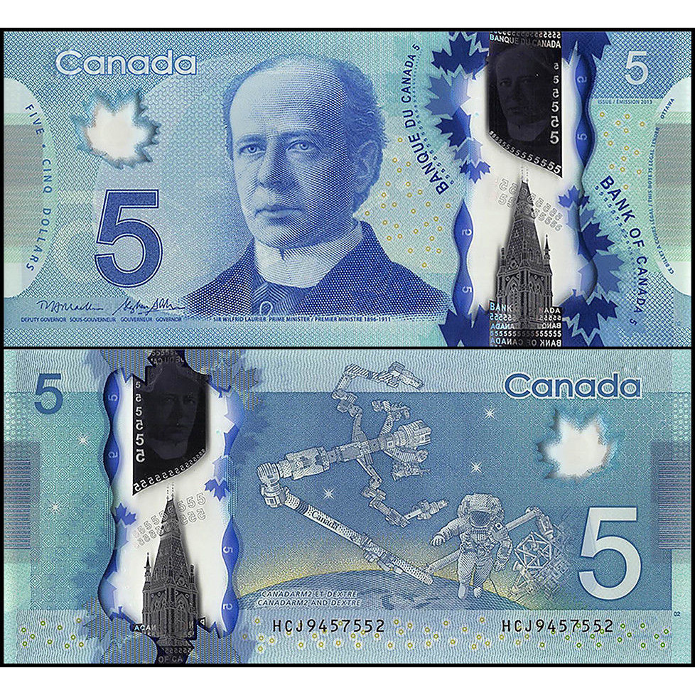 Tiền thế giới, 5 dollars Canada polymer sưu tầm