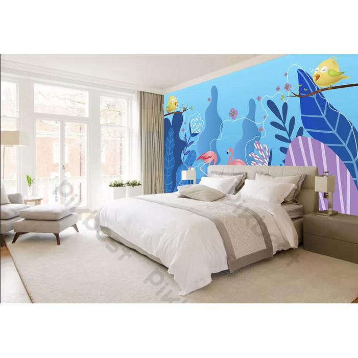 Tranh dán tường Chim hạc lửa sinh động trang trí phòng em bé, tranh dán tường 3d hiện đại MS1225340
