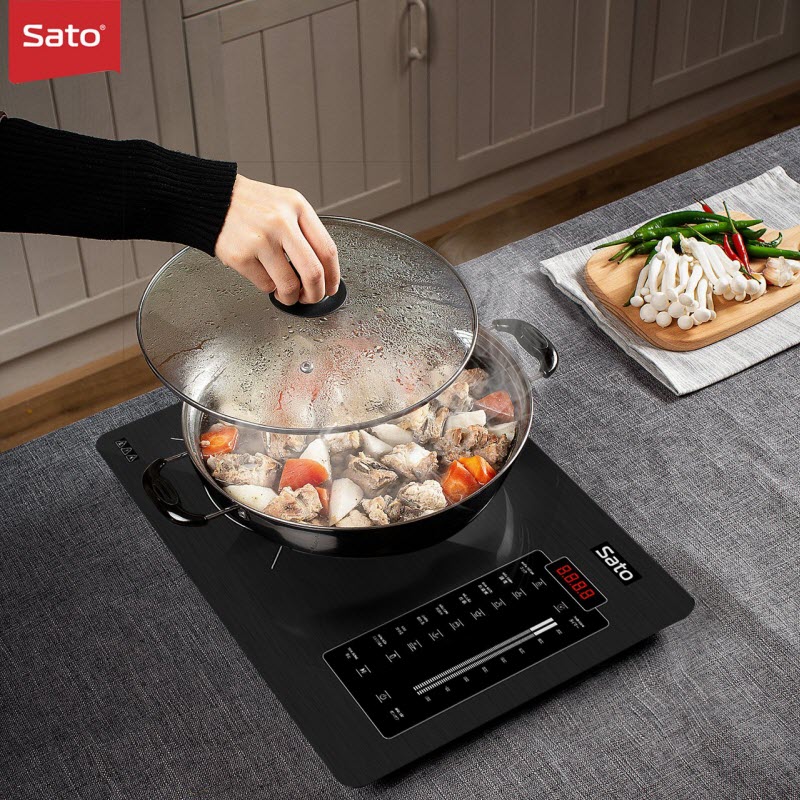 Bếp từ đơn SATO BT027 Mặt kính cường lực cao cấp chống xước, chịu nhiệt lên tới 750 °C độ bền cao và an toàn tuyệt đối- Miễn phí vận chuyển toàn quốc - Hàng chính hãng