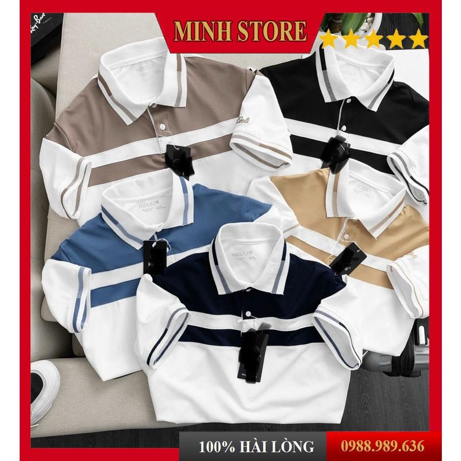 Áo polo nam ngắn tay cotton cá sấu phối màu kẻ ngang, áo thun unisex có cổ chất co dãn 4 chiều AT07 - MS88