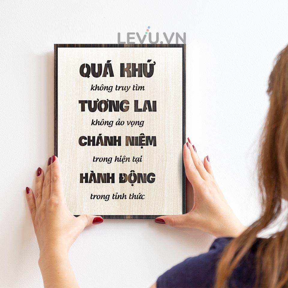 Tranh văn phòng Gỗ trang trí khắc slogan tạo động lực LEVU LV029