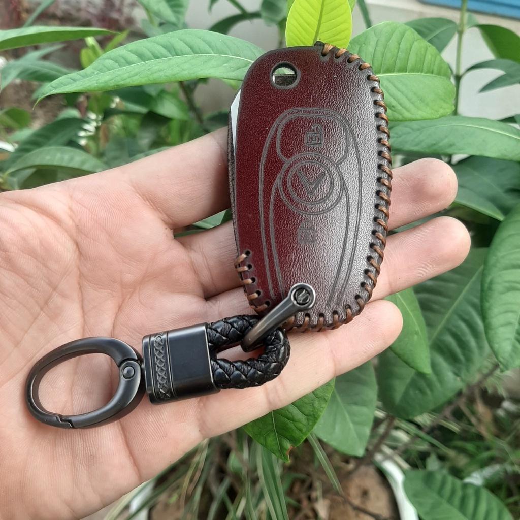 Bao Da Chìa Khóa Vinfast Fadil Da bò 100%, có khắc tên và sđt chủ xe,