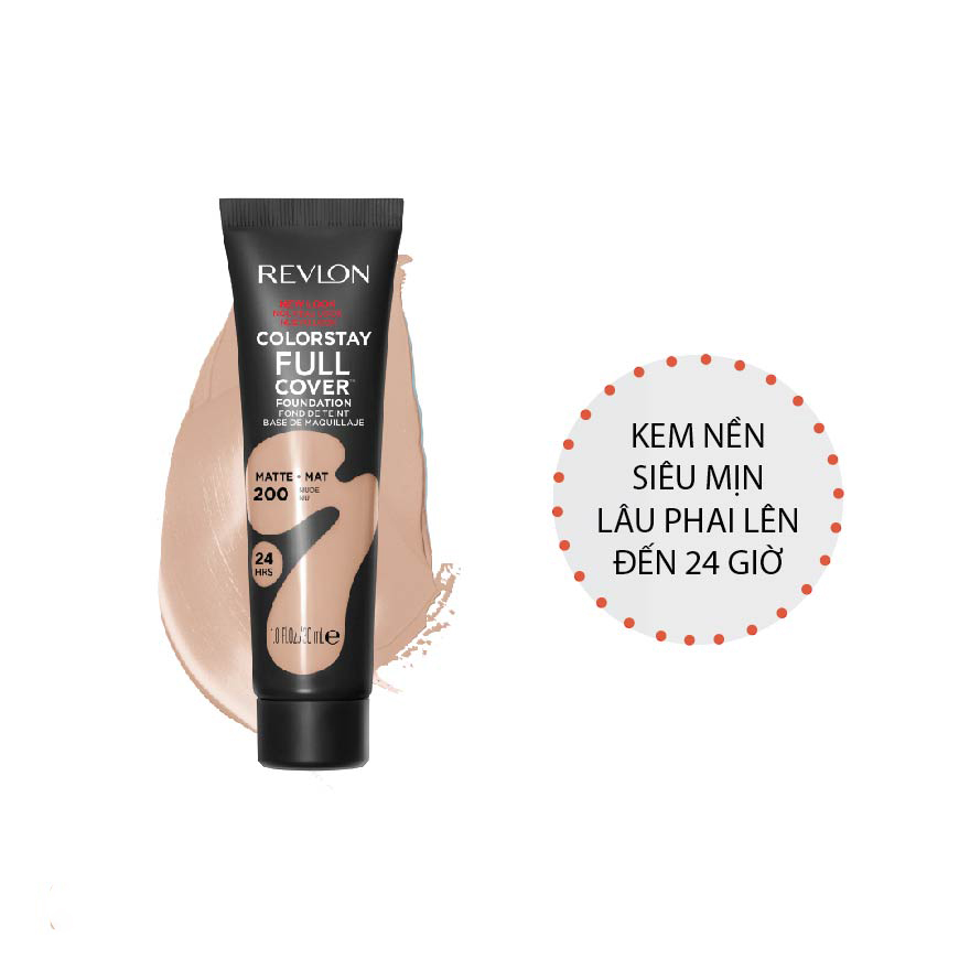 Kem nền che phủ toàn diện lâu phai Revlon 24h - 200 Nude