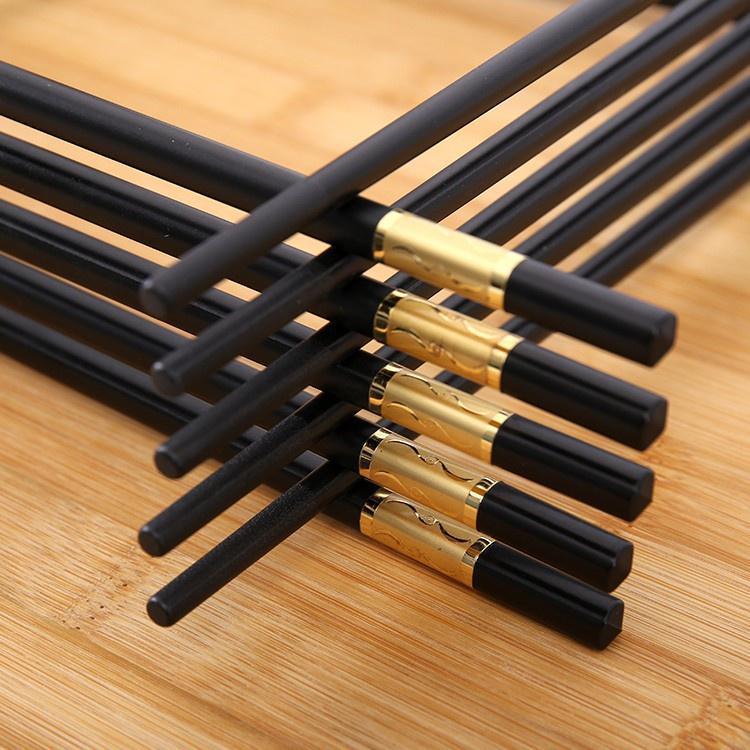 Hộp 10 Đôi Đũa Mạ Vàng Hàn Quốc Cao Cấp.