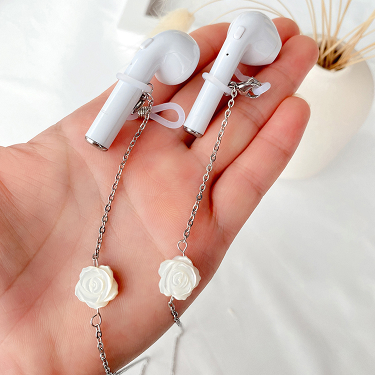 Dây phụ kiện kính dây chuyền đeo cổ đeo airpod charm hoa hồng bạch ấn tượng