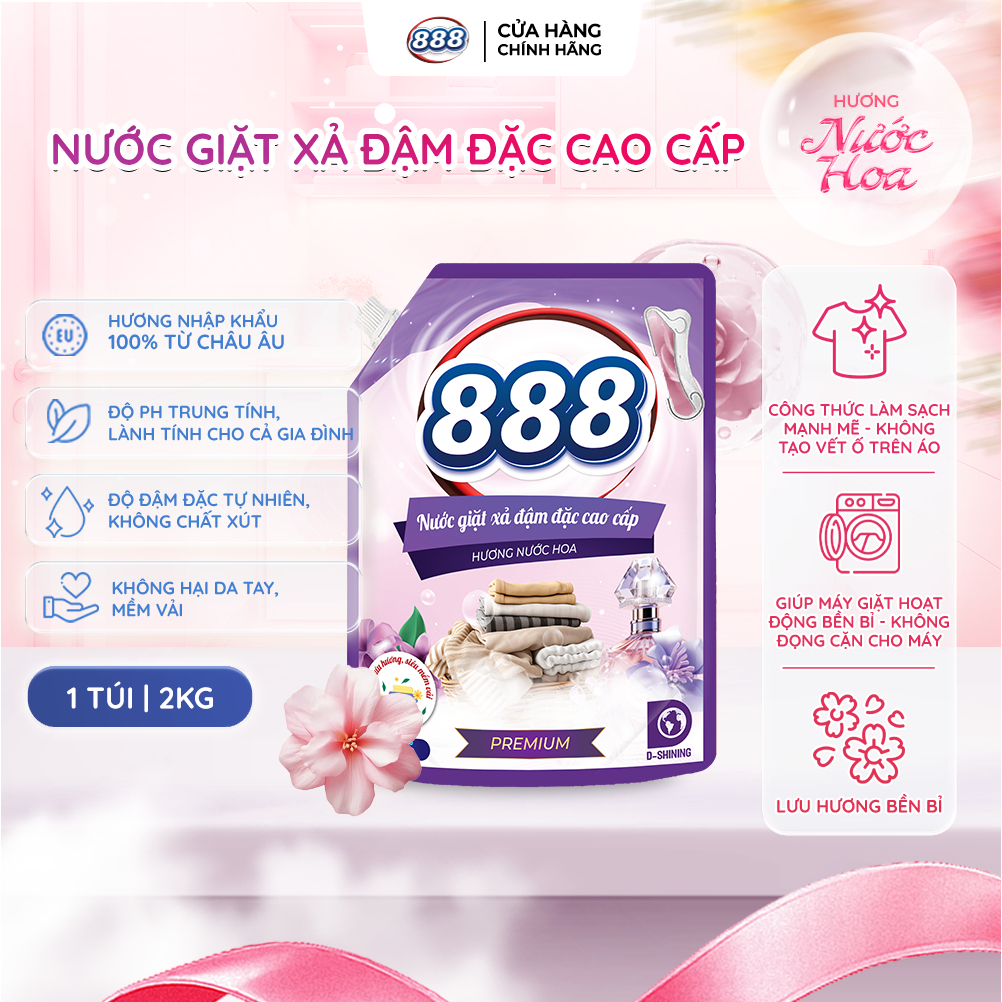 Combo 2 Túi Nước Giặt xả 888 Hương Nước Hoa Cao Cấp 2kg/Túi