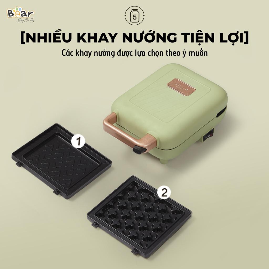 Máy Làm Bánh Waffle Nướng Bánh Đa Năng Bear Nướng Bánh Sandwich, Waffle Rán Trứng Xúc Xích DBC-C06M1 - Hàng Chính Hãng Bảo hành 18 Tháng