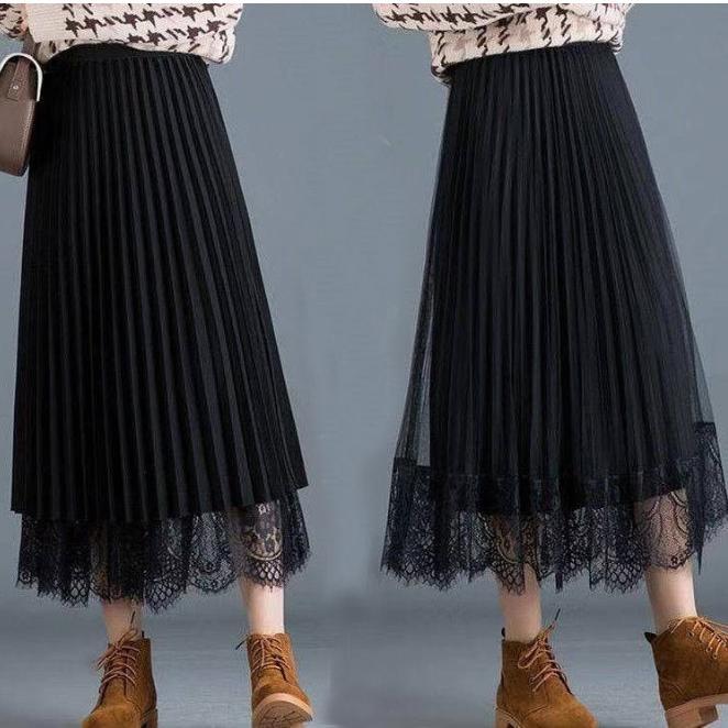 Váy xếp ly phối ren mặc 2 kiểu thời trang Hàn Quốc VAY63 Free size