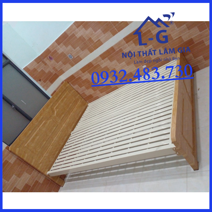 GIƯỜNG SẮT HỘP GIẢ GỖ CAO CẤP SƠN TĨNH ĐIỆN RỘNG 1M6X2M TẠI HCM