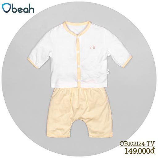 Obeah set bộ tay lỡ trắng phối vàng (sơ sinh) Fullsize 59 đến 90 cho bé từ 0 đến 24 tháng