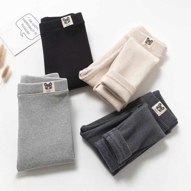 Quần dài - quần legging thun tăm cho bé gái trơn màu mềm và ấm size 100 - 150