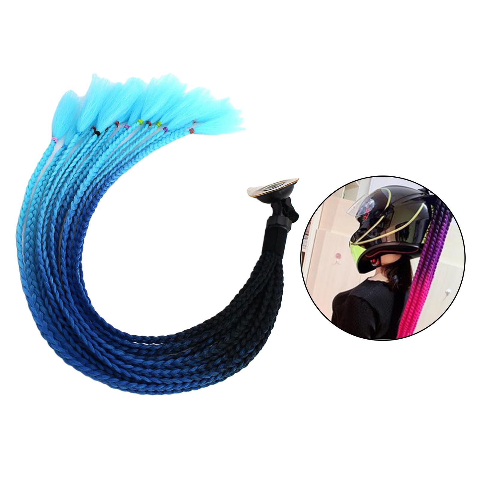 55cm Hair Gradient Ponytail for Motorcycle Black Light Blue