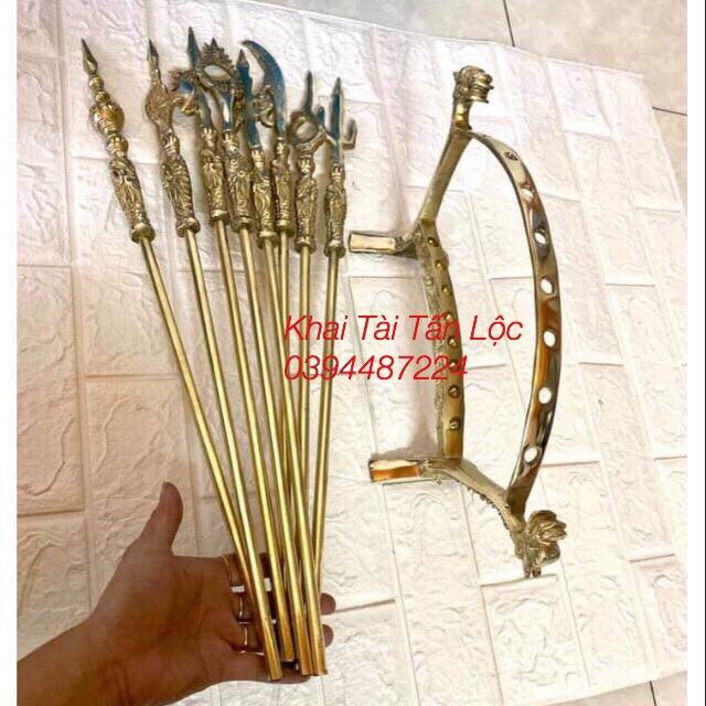 Bộ binh khí 8 món Bát Bửu - bộ Chấp Kích , Lỗ Bộ bằng đồng cao 26cm