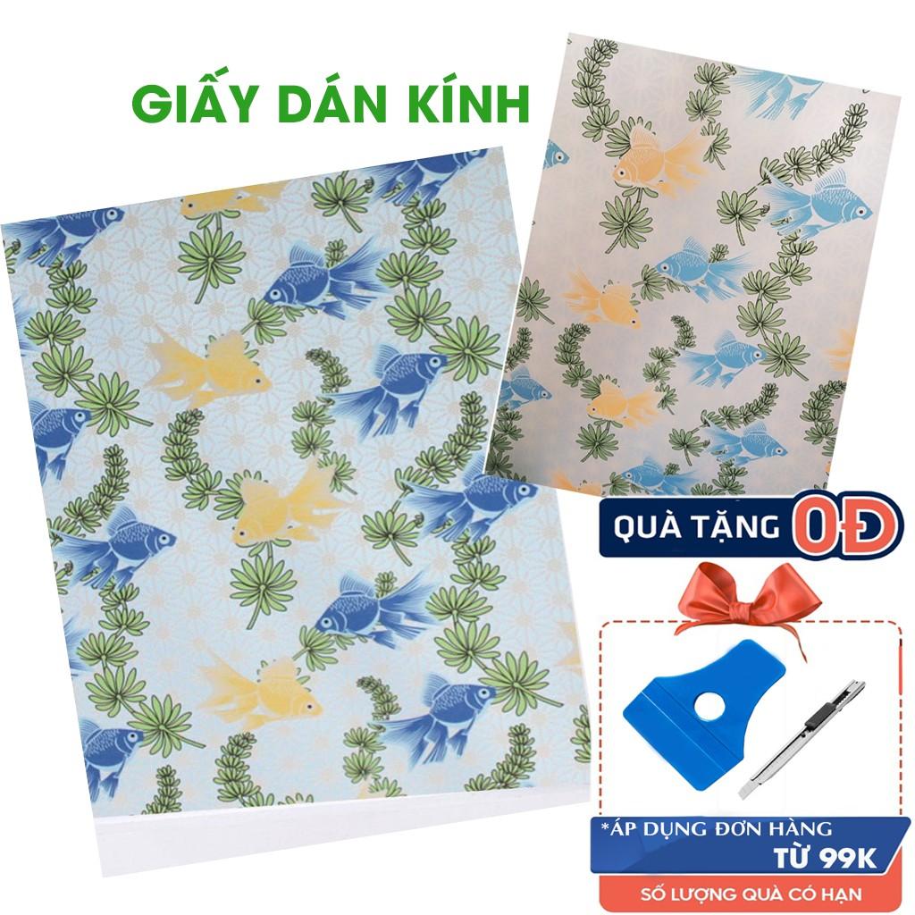 Decal Dán mờ kính trang trí cửa Hình Con Cá T054 Khổ 90x100cm giảm nhiệt cản nắng phòng