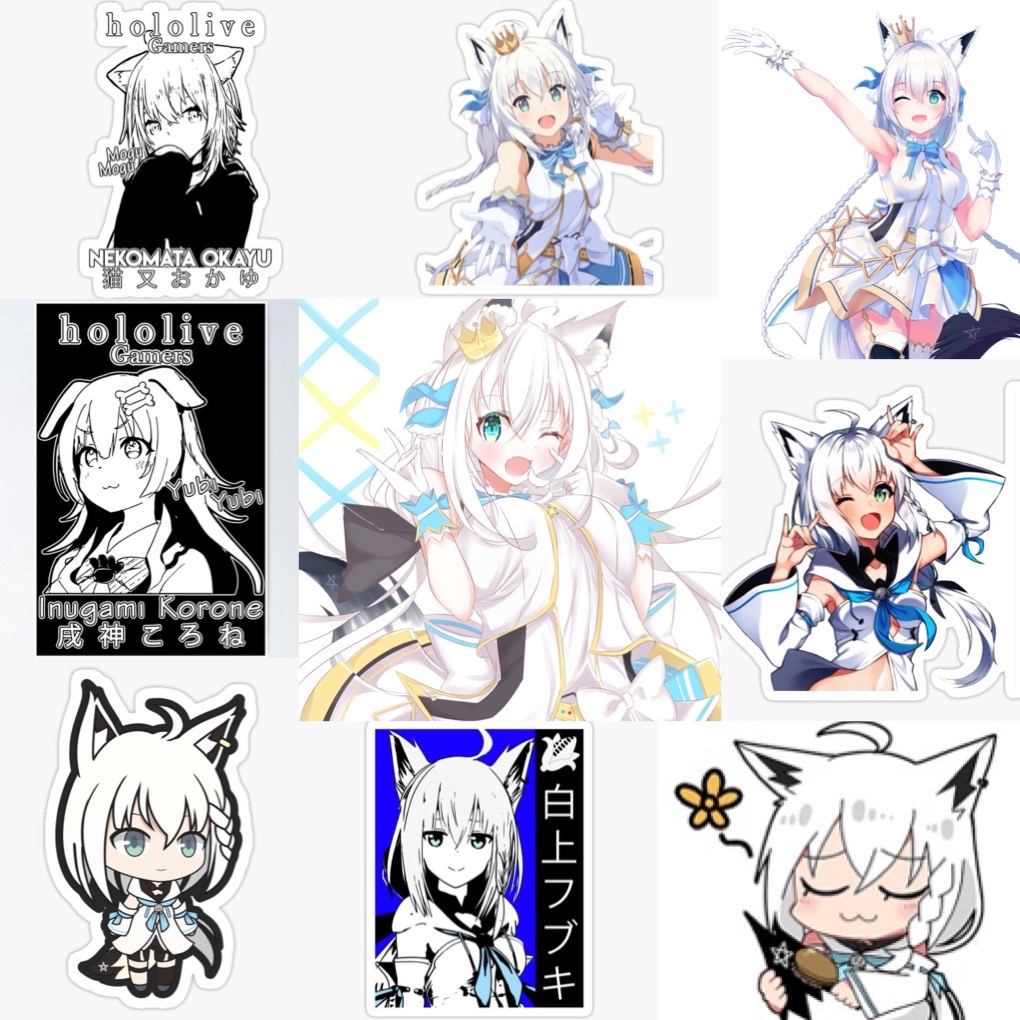 Ảnh Sticker Shirakami Fubuki Sticker 30-60 cái ép lụa khác nhau/Hình dán vtuber Hololive Shirakami fubuki