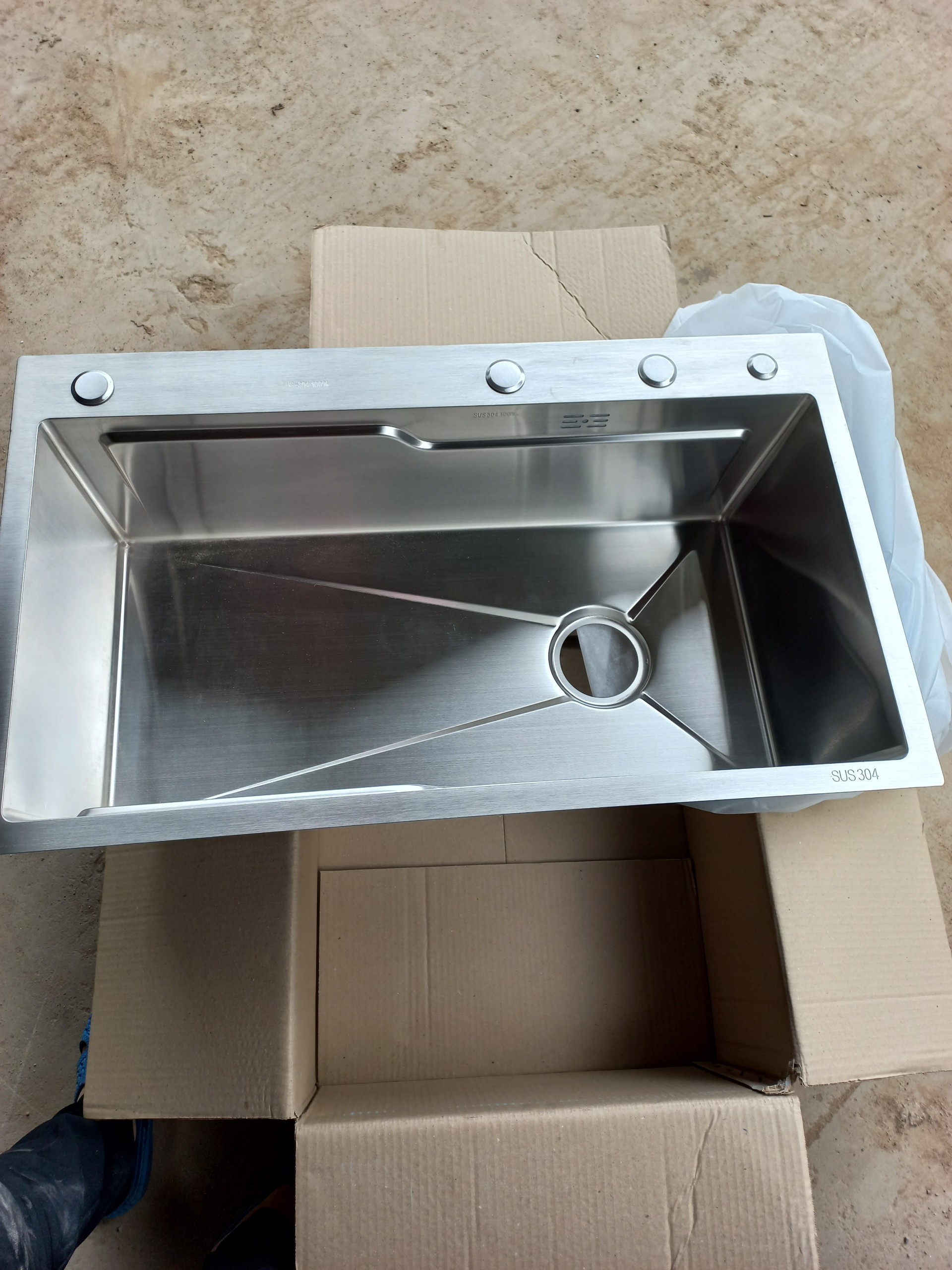 Chậu rửa chén bát Valenza 1 hố lớn 78x45cm inox304 chuẩn 100% dày 3li, kèm bộ xả thoát nhanh chống hôi, khay inox rửa phụ-Hàng chính hãng