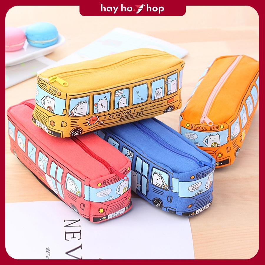 Bóp viết hình xe bus dễ thương bằng vải canvas siêu cá tính unisex 2022