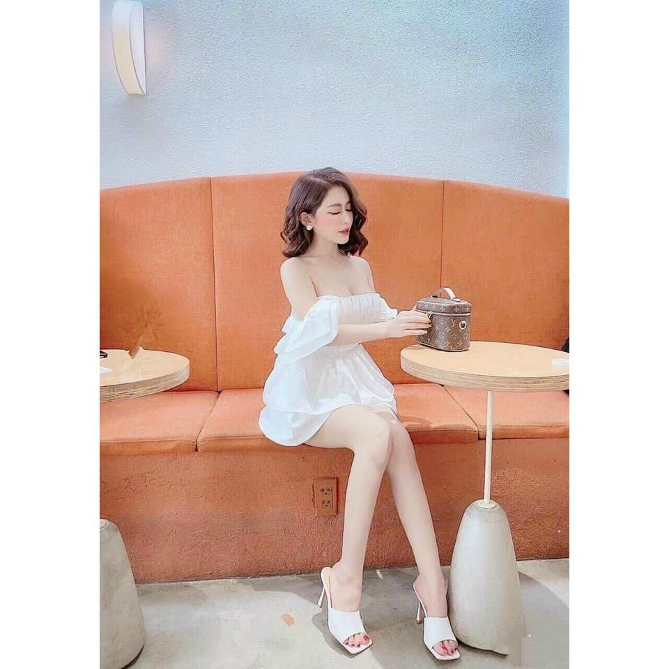 Set đồ bộ kiểu nữ đi chơi xếp ly áo tay bèo & chân váy