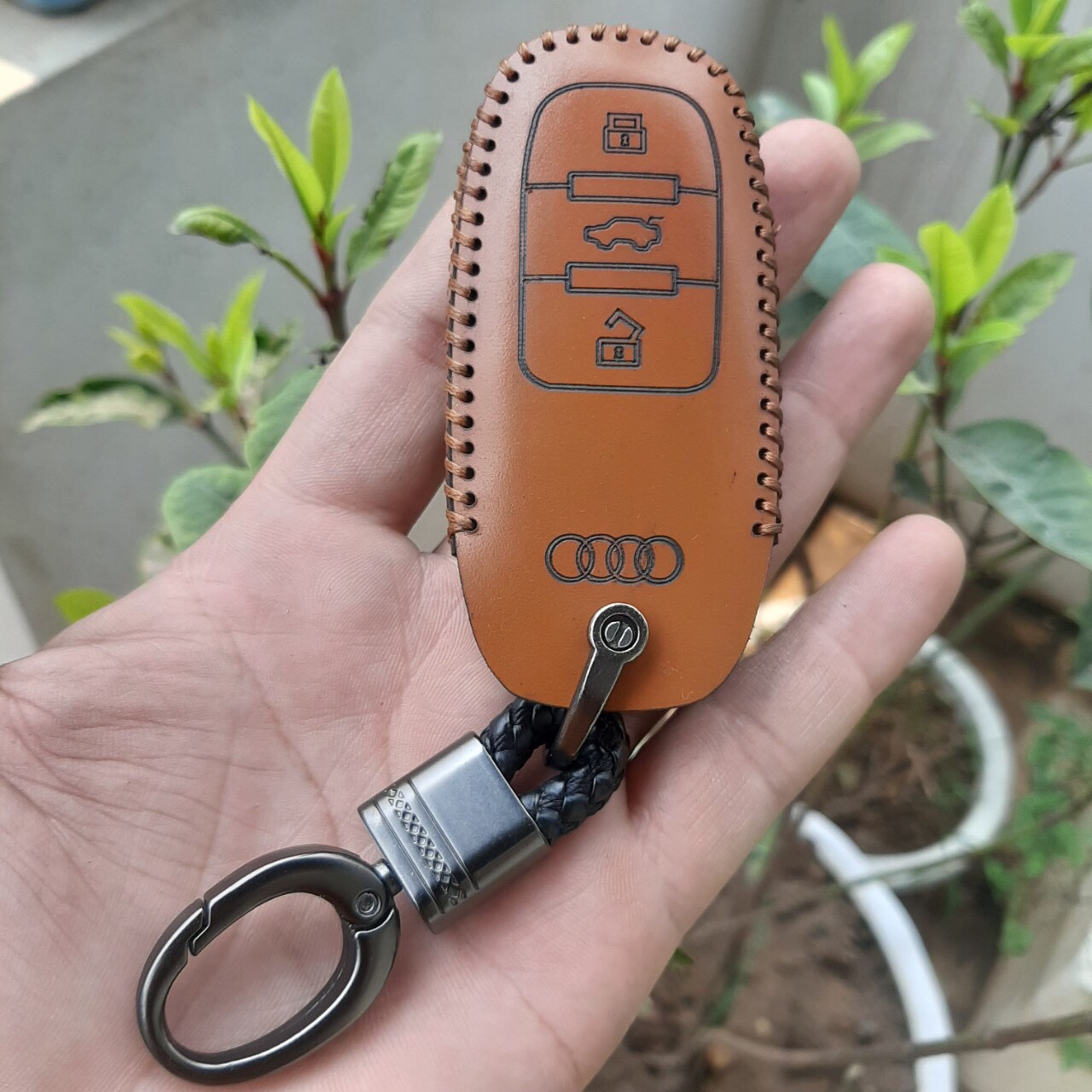 Bao da chìa khoá Audi A3, A4, A5, A6, A8, A4L, A6L, Q5, Q7. Da bò nhập khẩu, bảo hành 2 năm