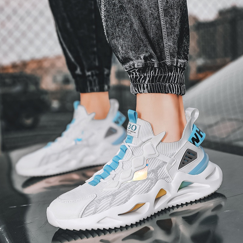Giày Thể Thao Nam GEMI - Giày Sneaker Màu Đen - Trắng, Giày Thể Thao Dệt Kim, Nhẹ Nhàng, Êm Ái - G5441