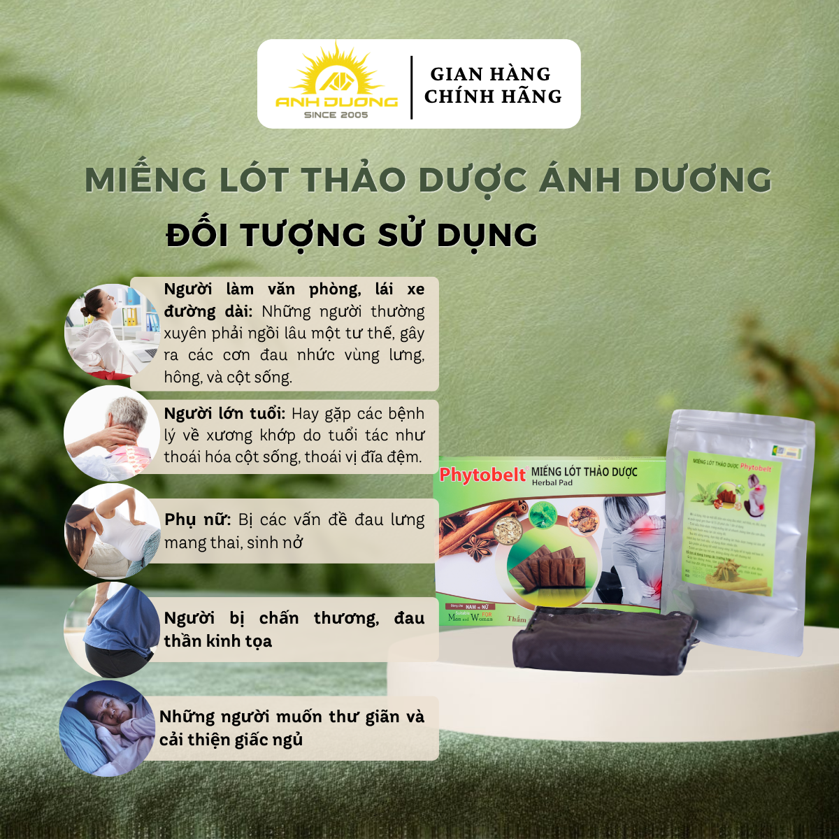 MIẾNG LÓT THẢO DƯỢC ÁNH DƯƠNG - HỖ TRỢ LÀM ẤM, THƯ GIẢN VÙNG CỔ, VAI, GÁY, LƯNG VÀ CỘT SỐNG