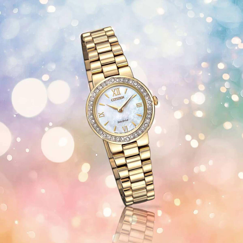 Đồng Hồ Nữ Citizen Đính Đá Swarovski Dây Thép Không Gỉ EW9822-83D - Mặt Xà Cừ