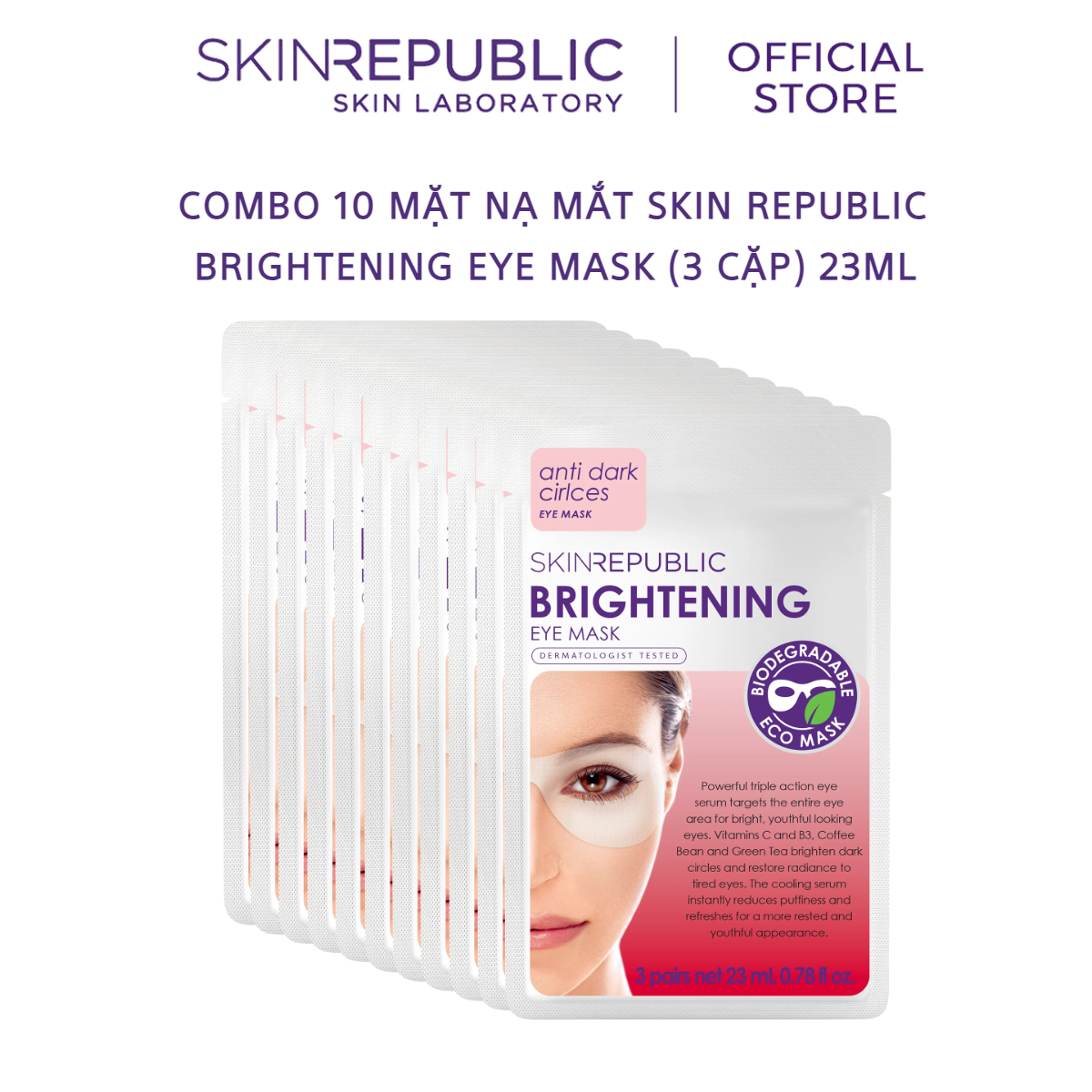 Combo 10 Mặt nạ mắt Skin Republic Brightening Eye Mask (3 cặp) 23ml