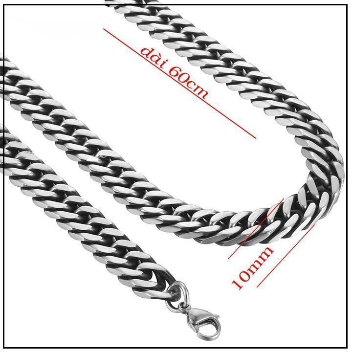 Dây chuyền nam titan cao cấp thời trang rẻ inox thép không gỉ kiểu lặc đôi 3h jewelry 10mm PTDCNA188