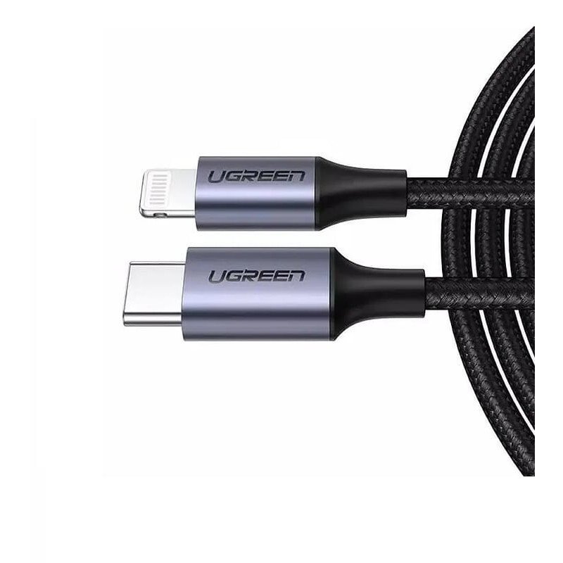 Cáp usb type c ra lightning bọc nhôm chống nhiễu màu đen Ugreen 304CR60760US 1.5m hàng chính hãng