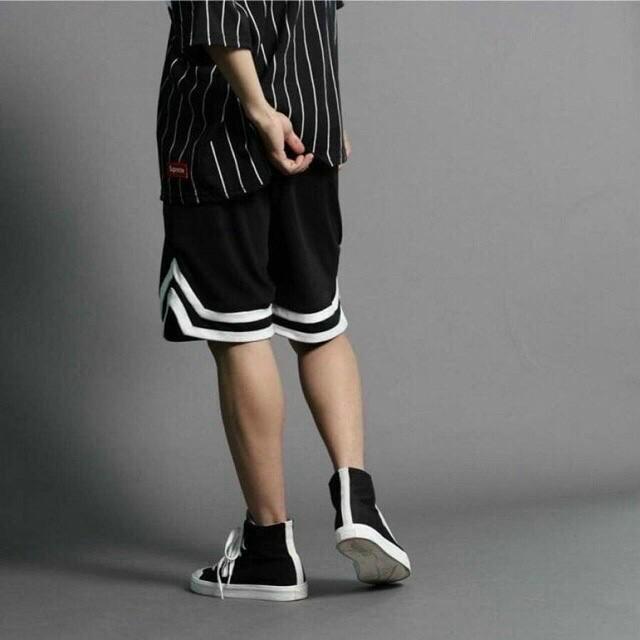 Quần short thun unisex bóng chày Chữ V nam nữ phong cách ulzzang Wind / quần đùi thể thao form rộng