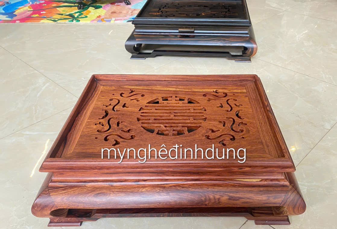 Khay trà cung đình bắng gỗ hương kt 47x37x15cm
