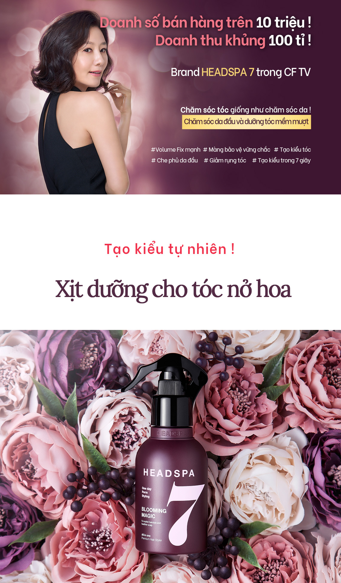 XỊT DƯỠNG TÓC TẠO KIỂU HEADSPA 7 _ HEADSPA7 BLOOMING MAGIC HAIR STYLER SPECIAL