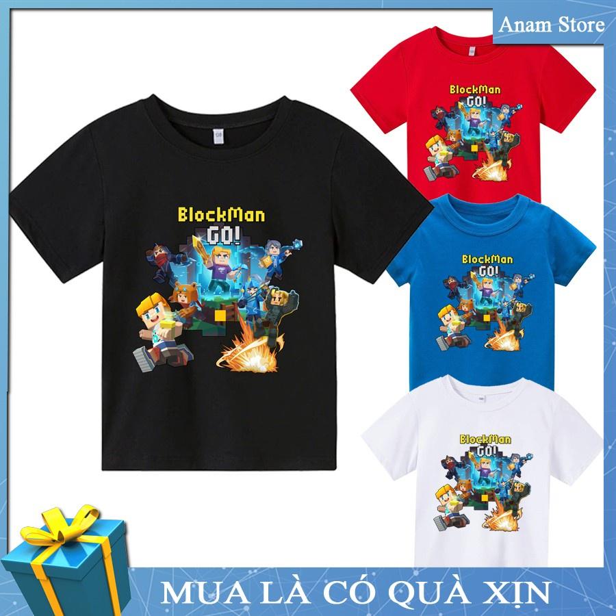 Áo thun trẻ em Blockman Go, Đủ size, Tặng Kèm nón kết, Anam Store