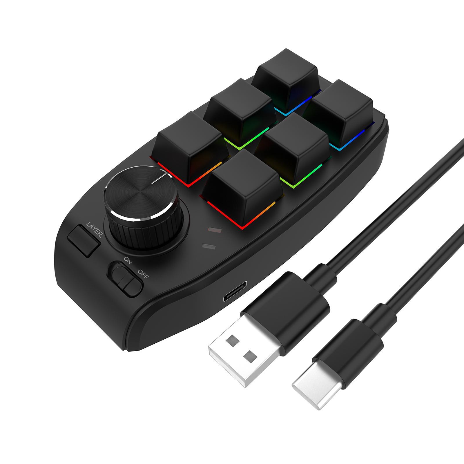 Keyboard Portable RGB Wired Standard Keyboard Macros Keypad for Programming Drawing