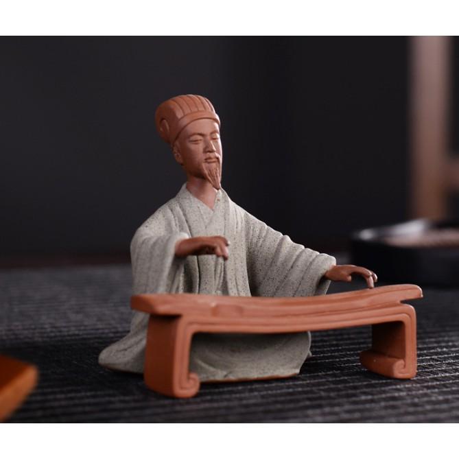 Tượng gốm Khổng minh đánh đàn- Lý bạch ngâm thơ- Đường bá hổ vẽ tranh- ông lão đánh cờ- Tượng Cầm kỳ thi họa