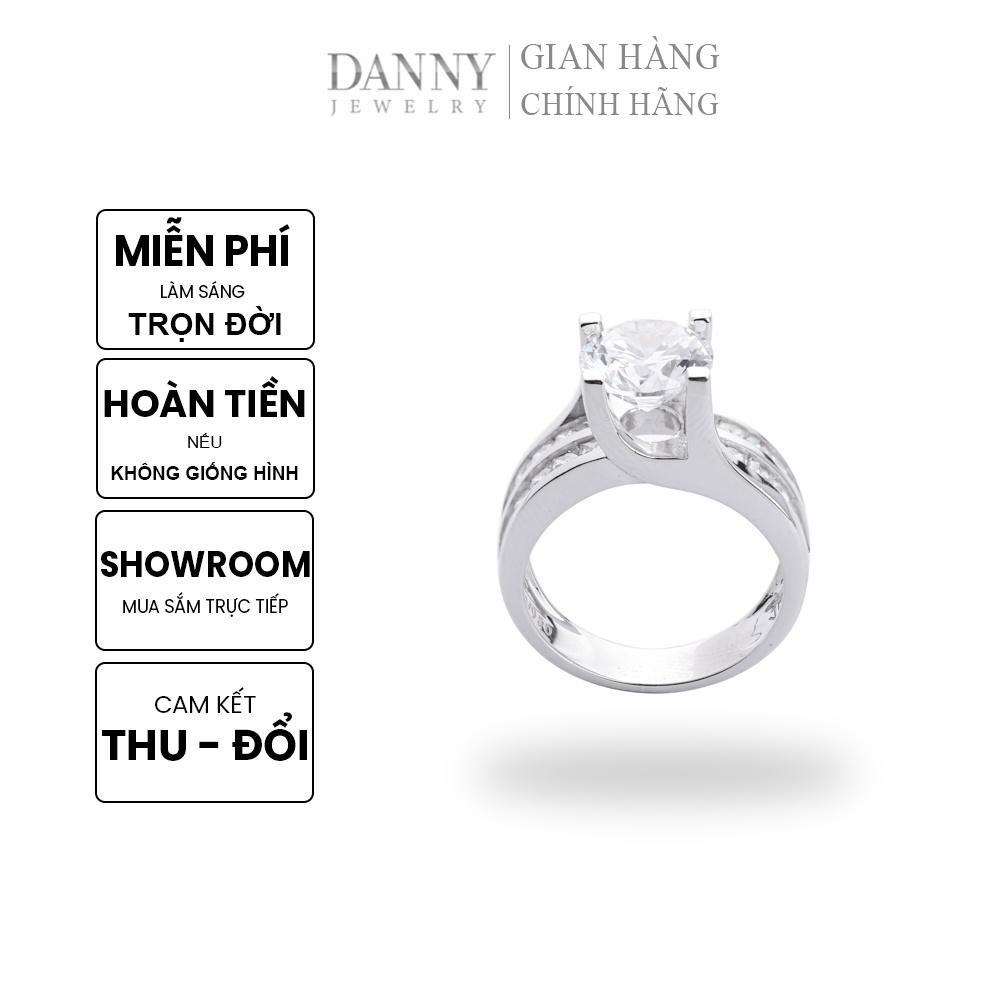 Nhẫn Nữ Bạc 925 Xi Bạch Kim Đính Đá CZ Phụ kiện thời trang nữ Nhẫn đính hôn