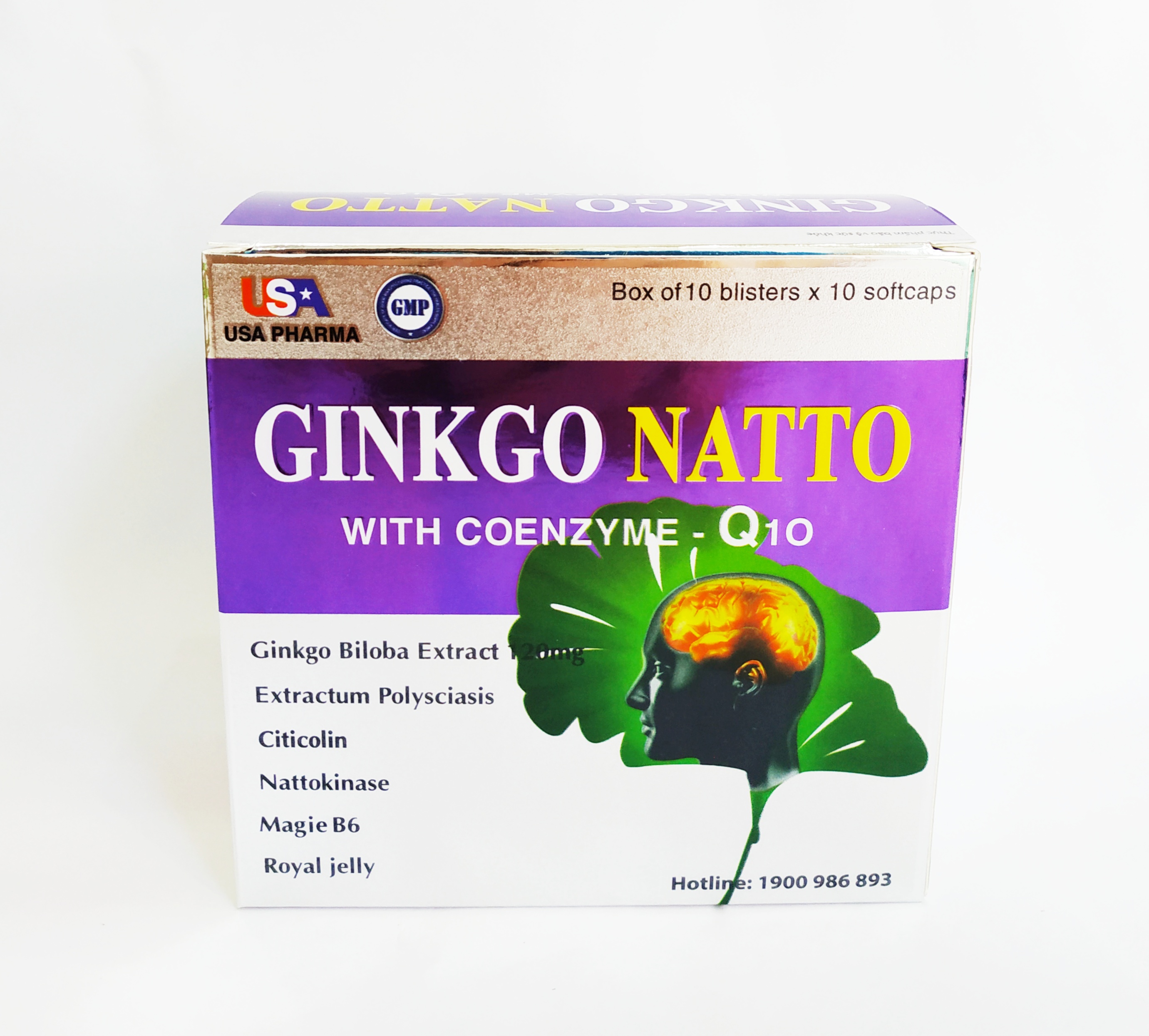 Hoạt Huyết Dưỡng Não Ginkgo Natto With Coenzym Q10 - Giúp Bổ Sung Dưỡng Chất Cho Não - Tăng Cường Tuần Hoàn Máu Não - Ngăn Ngừa Tai Biến Mạch Máu Não – Hộp 100 Viên