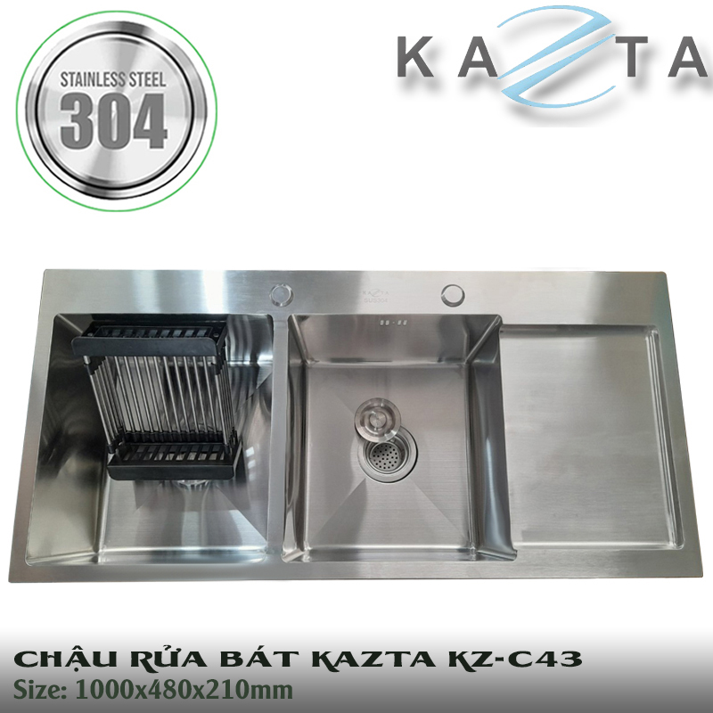 Chậu rửa bát cao cấp KAZTA KZ-C43 inox SUS304 100x48cm