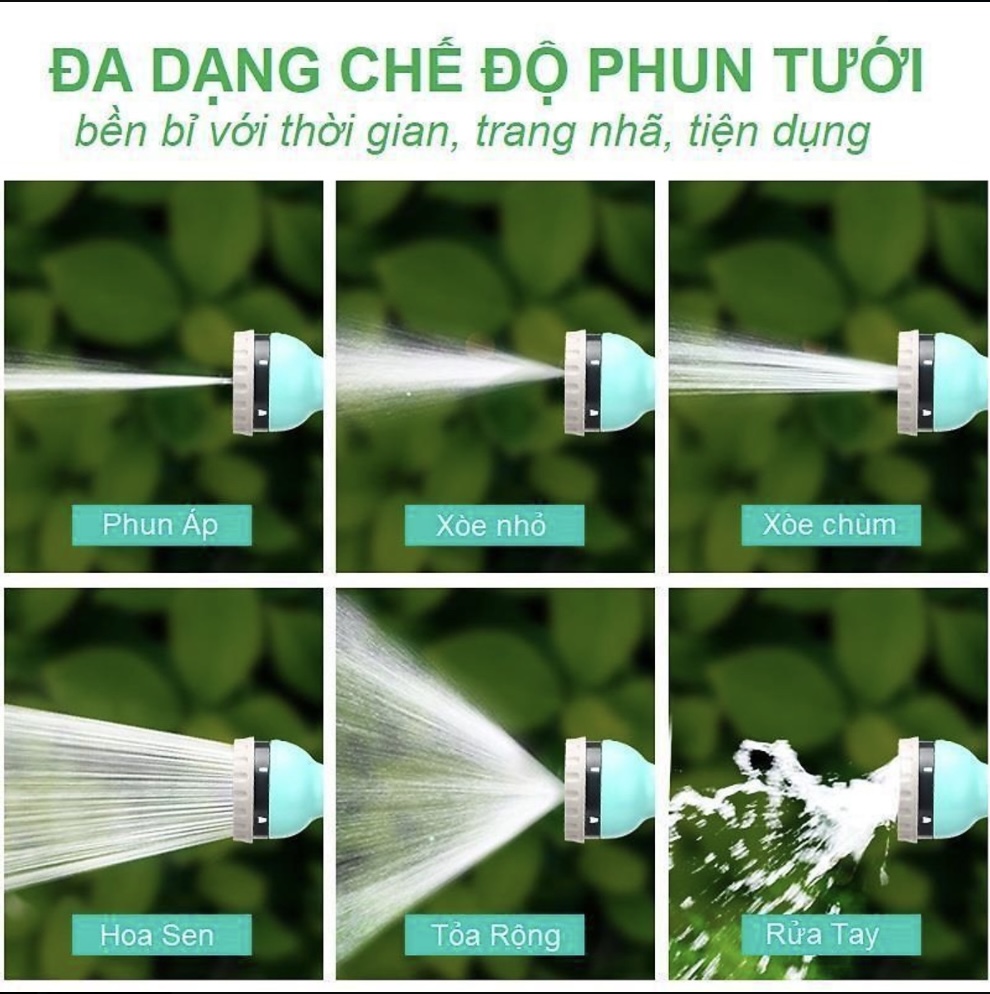 Vòi nước cuộn tròn dạng sò 7 chế độ tăng áp 15m dây 2-E7-L1-2280