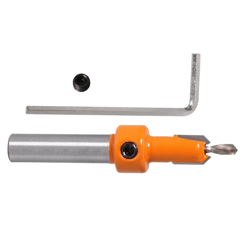 2Pcs Countersink Drill Bits - 8mm Shank Woodworking Chamfer Counter Bit with Key