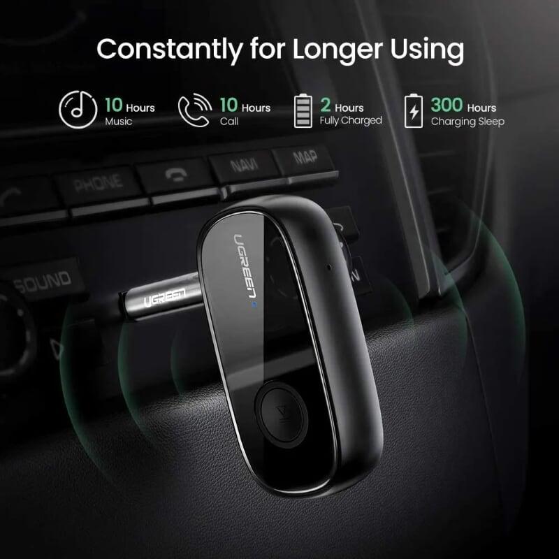 Ugreen UG70304CM279TK v5.0 3.5mm bộ nhận Bluetooth dùng cho xe hơi hay cổng âm thanh Aux - HÀNG CHÍNH HÃNG