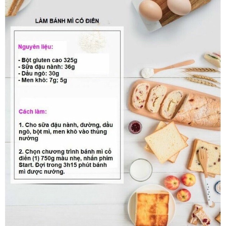 MÁY LÀM BÁNH MÌ TỰ ĐỘNG CAO CẤP 135G Sách hướng dẫn bàn phím 100% tiếng việt