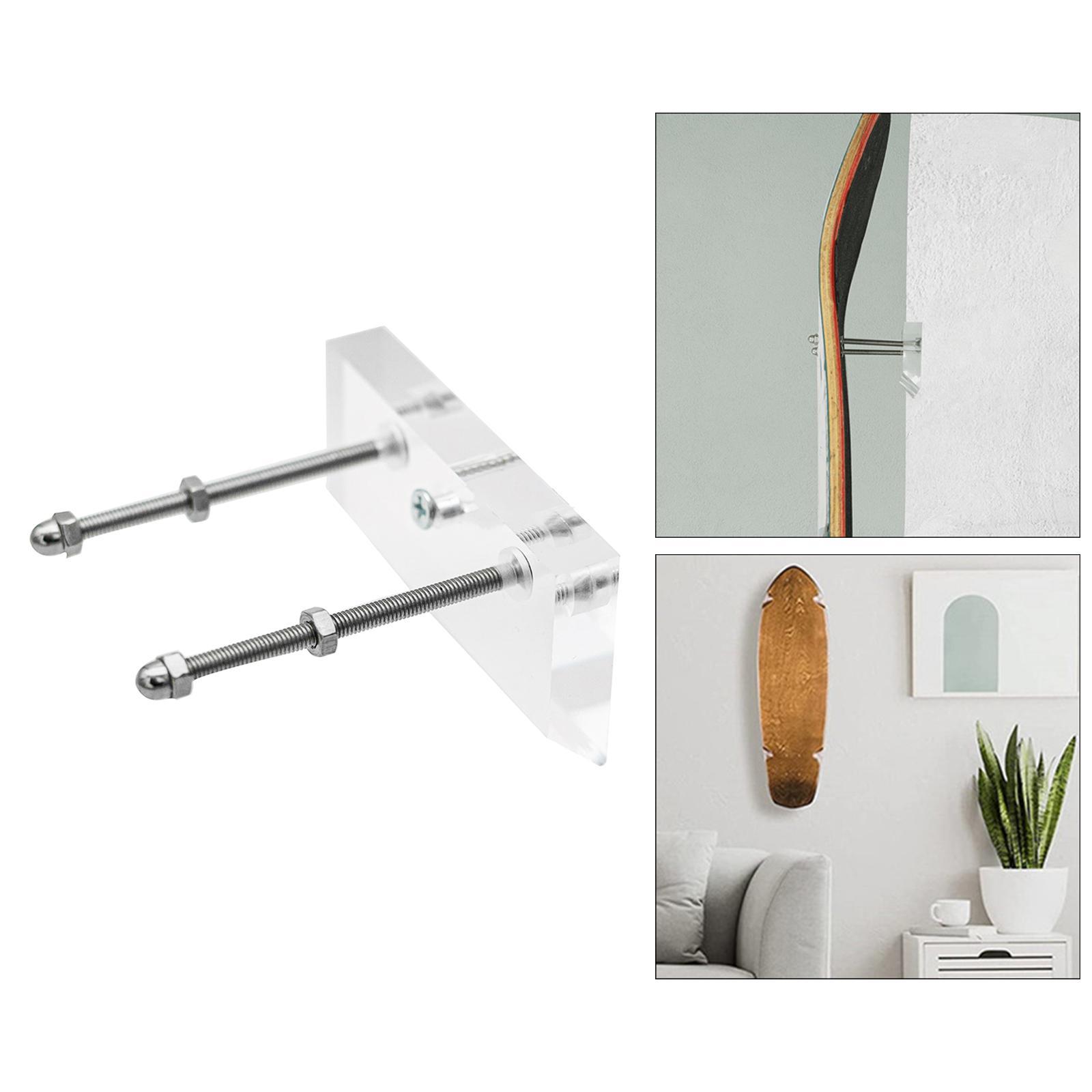 Skateboard Wall Mount Hanging Longboard Display Garage Rack Holder Clear