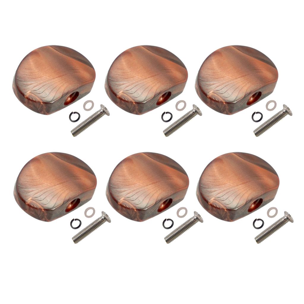 Sunnimix 6 Chiếc Hình Bán Nguyệt Hình Đàn Guitar Điện Chỉnh Chốt Nắp Chỉnh Âm Máy Đầu Thay Thế Nút Núm, Cà Phê