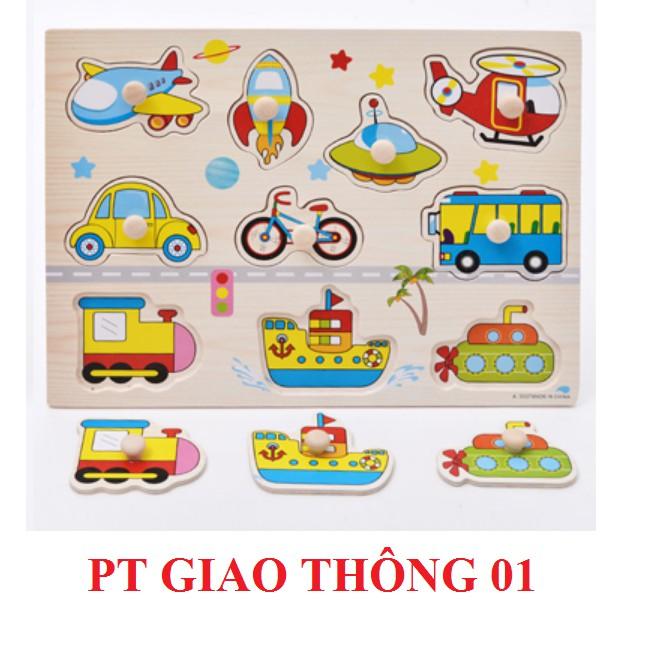 Combo 5 bảng núm gỗ lắp ghép hàng loại 1 gồm bảng chữ, số, giao thông, thú rừng, hoa quả