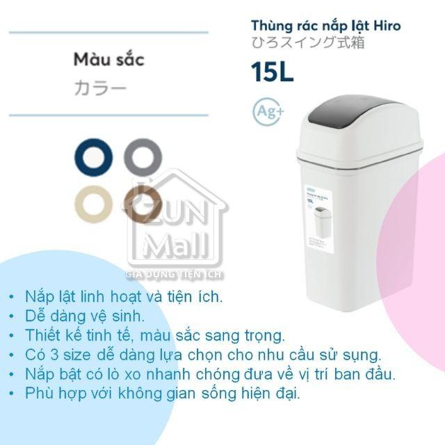 Thùng Rác Nhựa Cao Cấp Nắp Lật 15 Lít Inochi Nhật Bản - Phù Hợp Với Không Gian Sống Hiện Đại