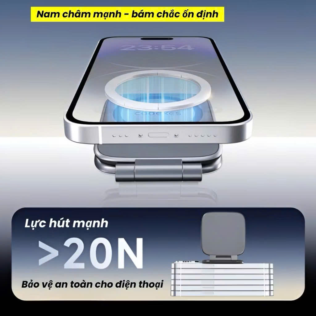 Giá đỡ điện thoại ô tô từ tính siêu mỏng, giá đỡ điện thoại nam châm siêu mạnh xoay 360 độ gấp gọn - Hàng chính hãng