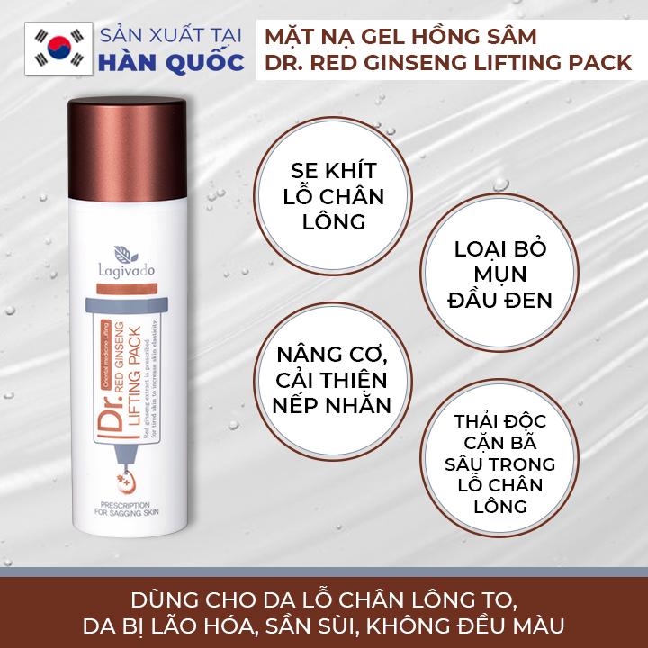 Gel mặt nạ hồng sâm Hàn Quốc Lagivado giảm mụn đầu đen, nâng cơ, se khít lỗ chân lông Dr. Red Ginseng Lifting Pack 50 ml