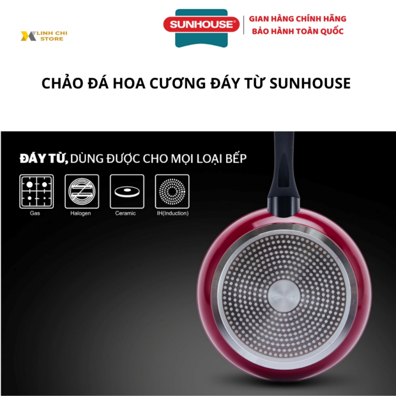 Chảo đá hoa cương đáy từ SUNHOUSE SFP24B/26B/28B - Hàng chính hãng